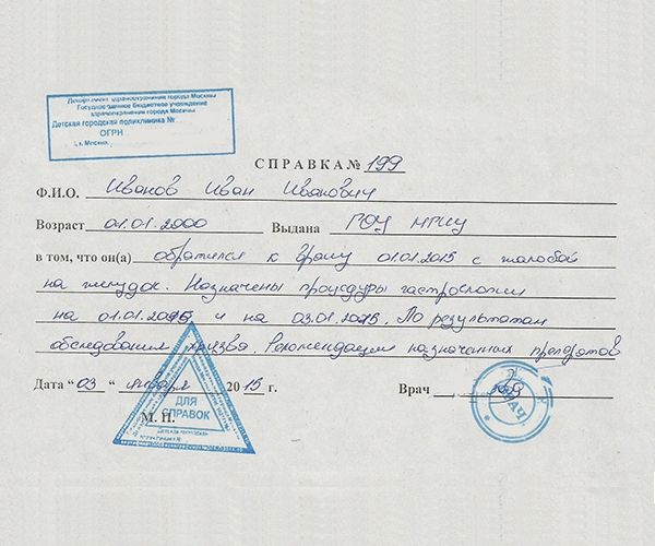 spravka-o-gastroskopii Справка о прохождении ФГДС